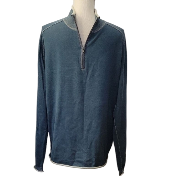 Men's Green Half-Zip Sweater - Picture 1 of 4